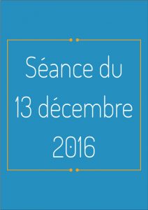 Ordre du jour - 13 décembre 2016