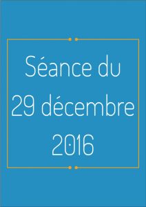 Ordre du jour - 29 décembre 2016