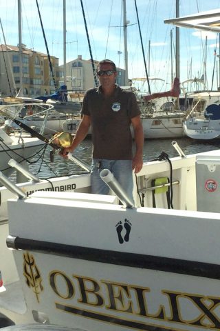 david cochet sur le bateau Obélix